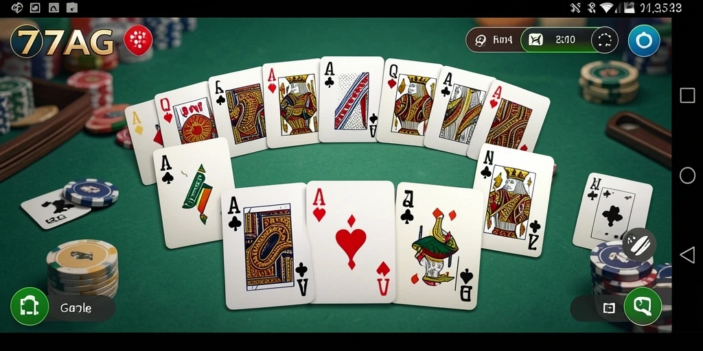 Tampilan gameplay seru dari 77AG dalam permainan Gaple.