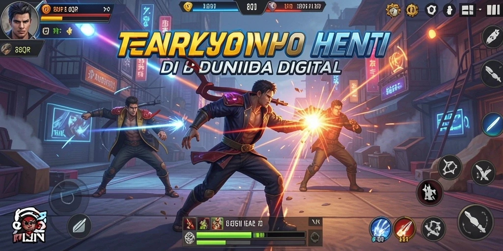 Gameplay 8QR dengan serangan dan combo karakter yang menarik.