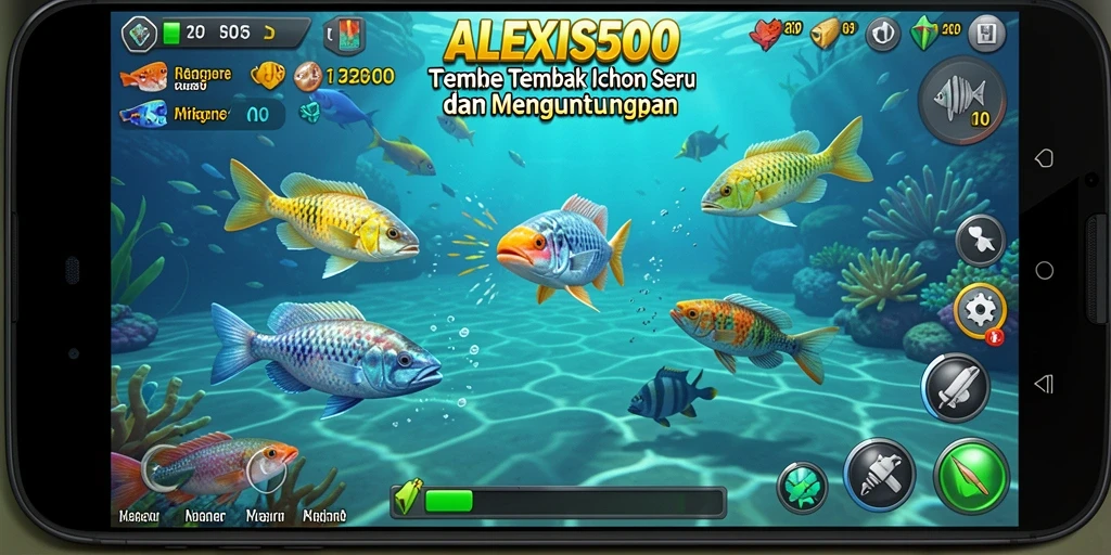 Screenshot ALEXIS500 menampilkan momen seru dalam gameplay Tembak Ikan.