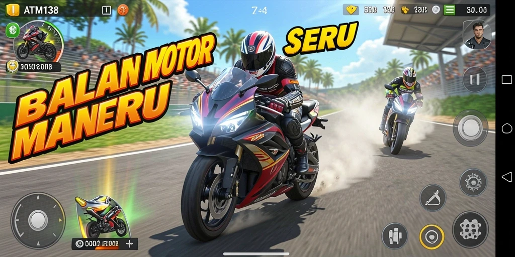 Gameplay menarik balapan motor di lintasan yang menantang.
