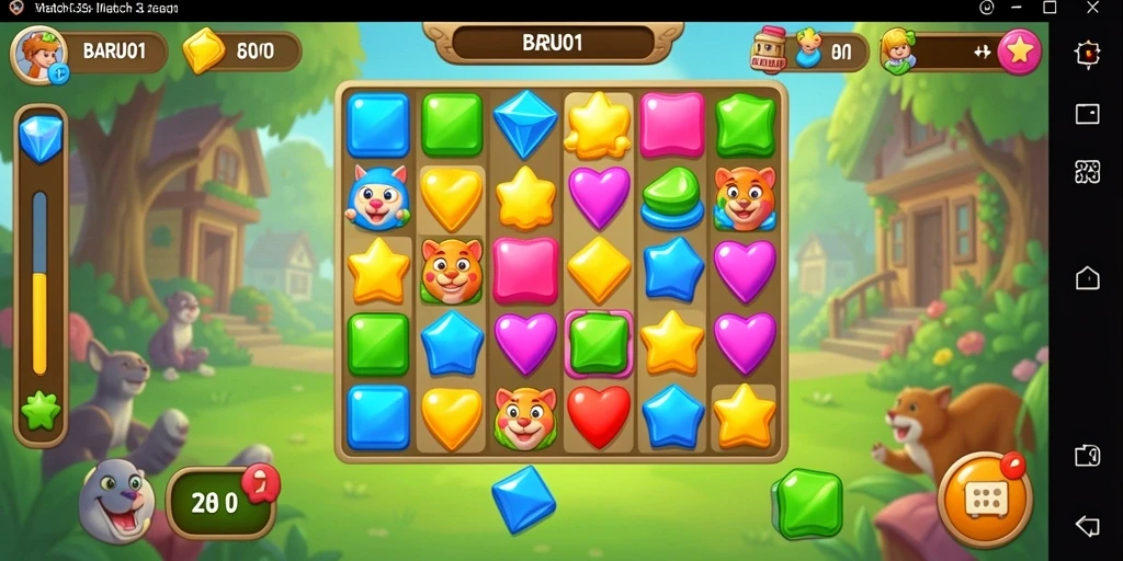 Screenshot gameplay BARU01 menunjukkan keseruan mencocokkan elemen.