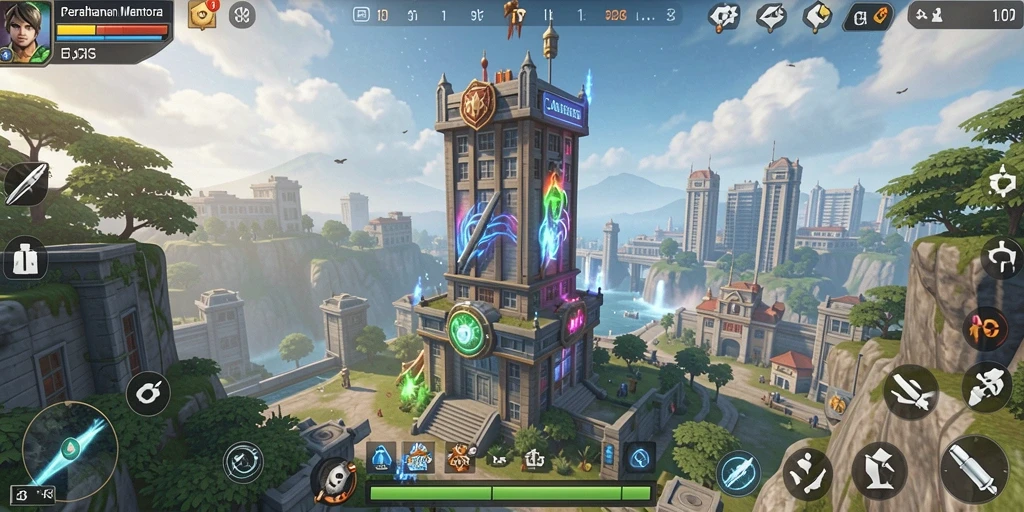 Tampilan menara pertahanan dalam gameplay CADAS138 yang menantang.