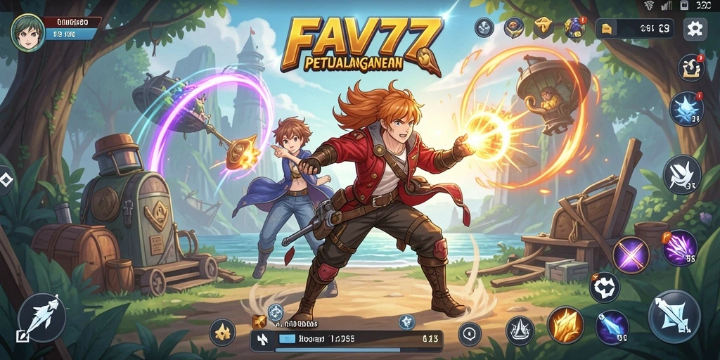 Gameplay FAV77 menampilkan aksi karakter anime dalam petualangan seru.