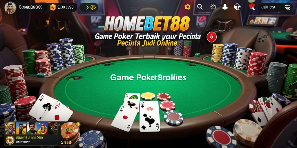 Tampilan gameplay poker di HOMEBET88 yang menegangkan dan seru.
