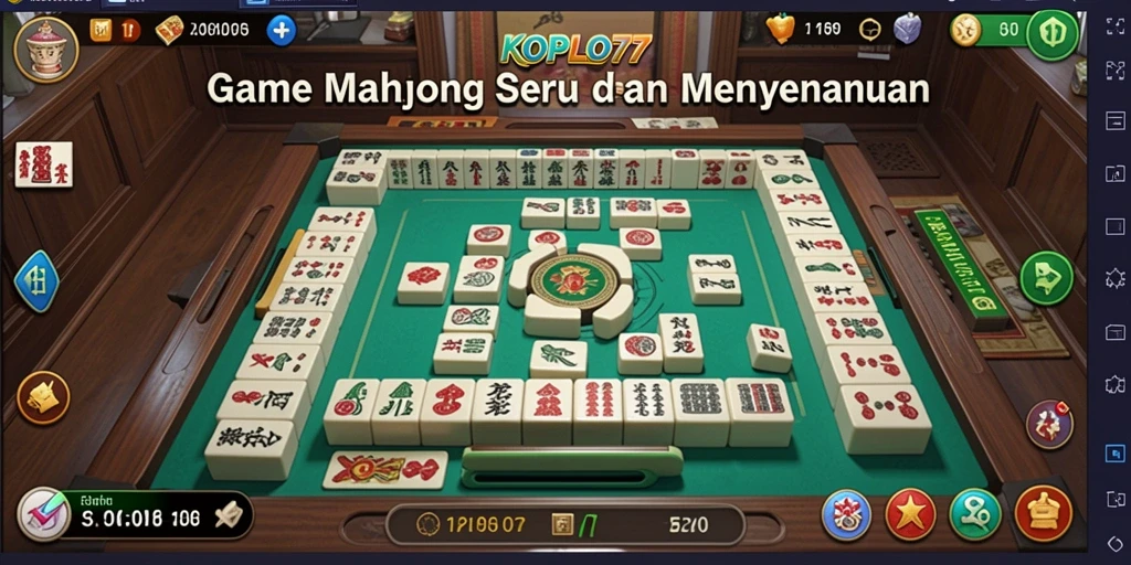 Screenshot gameplay KOPLO77 menampilkan suasana Mahjong yang seru.