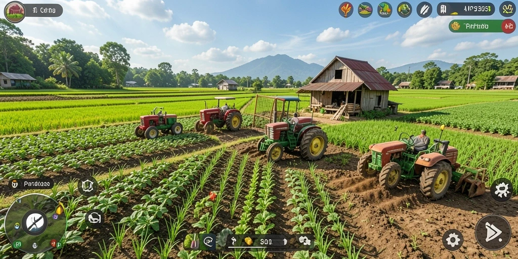 Screenshot MPO303 menampilkan aktivitas bertani yang seru dan grafis menarik.