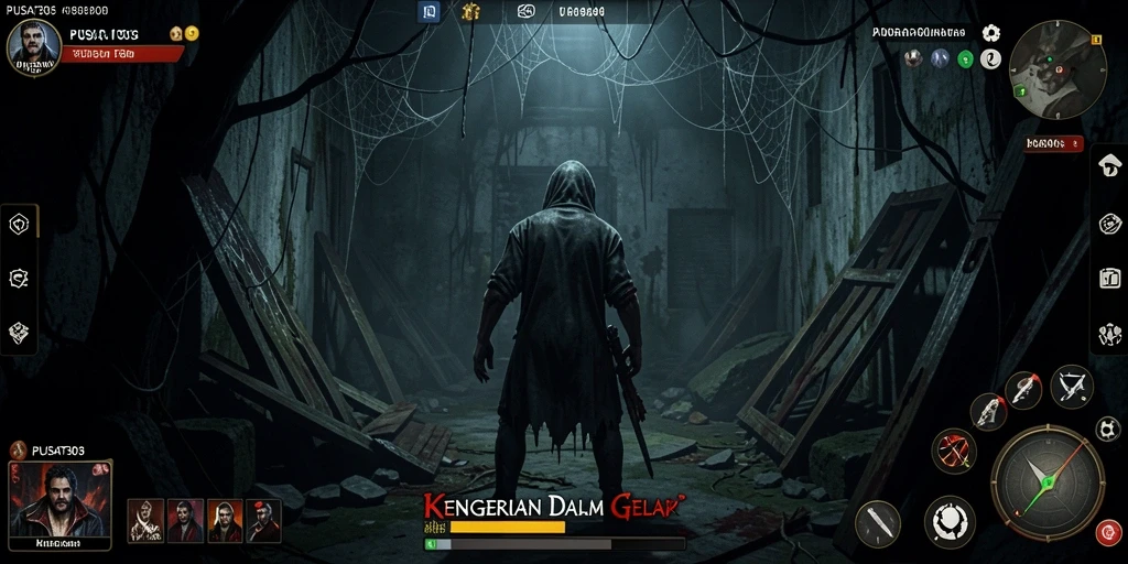 Screenshot PUSAT303 menampilkan suasana mencekam dalam game Horror.